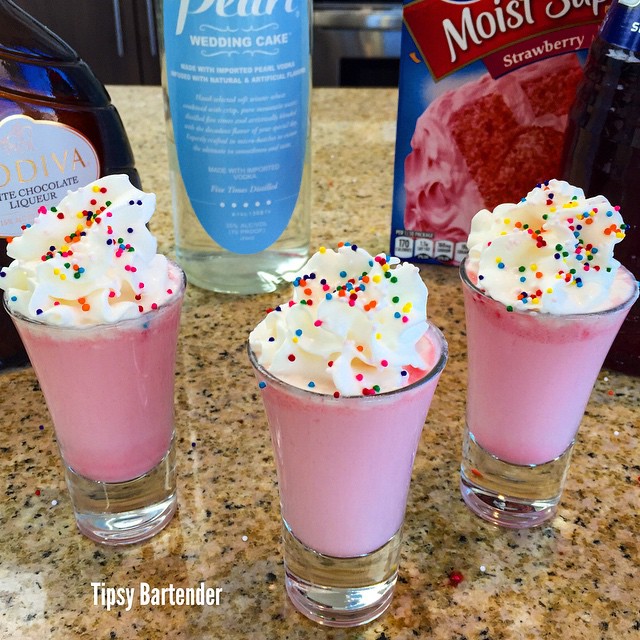 Strawberry Birthday Cake Shots