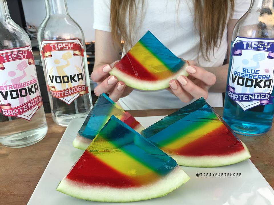 Rainbow Watermelon Vodka Jello Shots